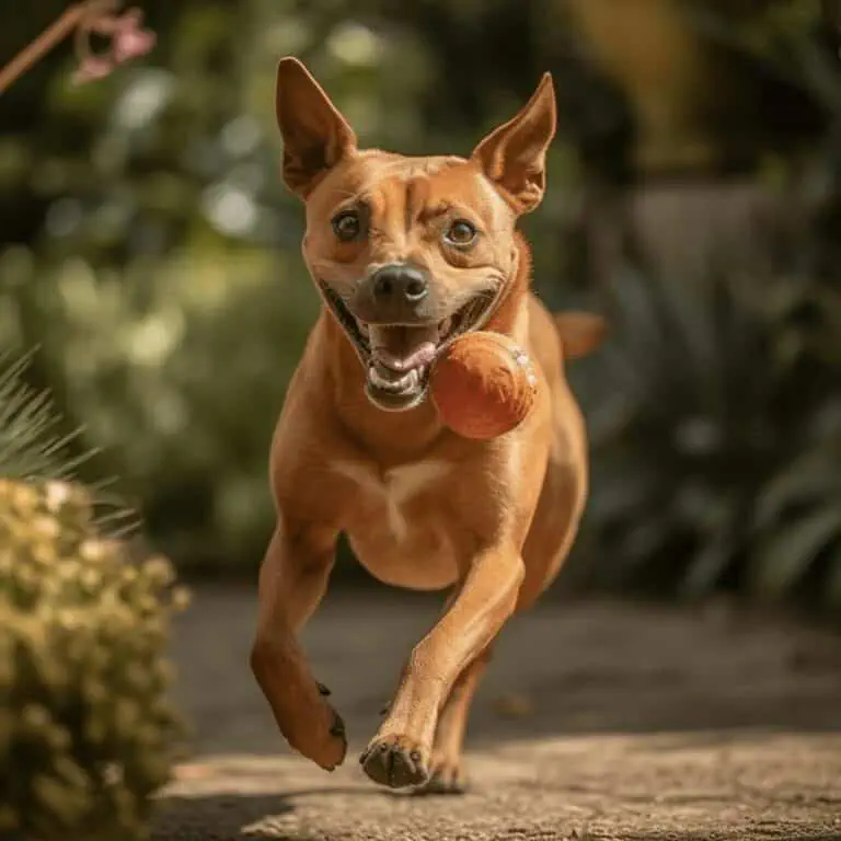 Peruvian Inca Orchid dog running after a ball