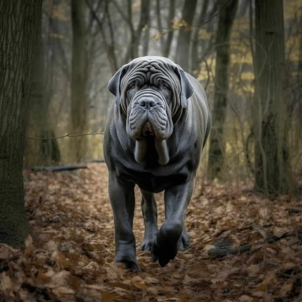 Neapolitan Mastiff in the woods